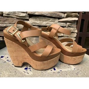 Rachel Zoe NEW IN BOX, Nude/Tan/Brown Sharon Calf Leather Platform Wedge Size 6